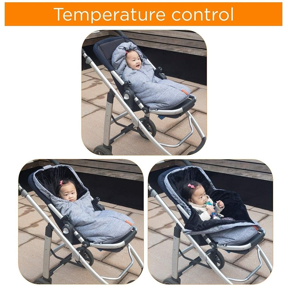 Gray Baby Stroller Footmuff - Insulated Winter Bunting